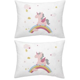 Makiteks Unicorn Atlar Gökkuşağı 2 Adet 50x70 cm %100 Pamuk Yastık Kılıfı