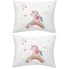 Makiteks Unicorn Atlar Gökkuşağı 2 Adet 50x70 cm %100 Pamuk Yastık Kılıfı