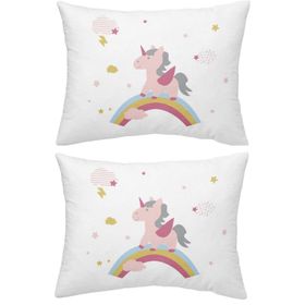 Makiteks Unicorn Atlar Gökkuşağı 2 Adet 50x70 cm %100 Pamuk Yastık Kılıfı