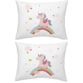 Makiteks Unicorn Atlar Gökkuşağı 2 Adet 50x70 cm %100 Pamuk Yastık Kılıfı