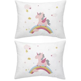 Makiteks Unicorn Atlar Gökkuşağı 2 Adet 50x70 cm %100 Pamuk Yastık Kılıfı