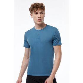 Malabadi 083 Mavi Düğmeli Yaka İnce Modal Yaz Serinliği Erkek T-Shirt