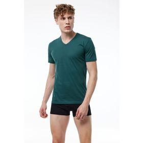 Malabadi 085 Yeşil Basic V Yaka İnce Modal Yaz Serinliği Erkek T-Shirt