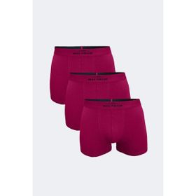 Malabadi 3M075 Pamuk Elastan 3'lü Bordo Erkek Boxer