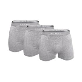 Malabadi 3M075 Pamuk Elastan 3'lü Gri Erkek Boxer