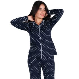 Malabadi 5007 Lacivert Puantiyeli Kadın Pijama Takımı