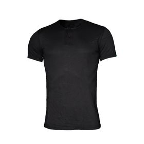 Malabadi Yaz Serinliği Siyah Düğmeli Erkek T-Shirt