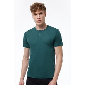 Malabadi Yaz Serinliği Yeşil Düğmeli Erkek T-Shirt