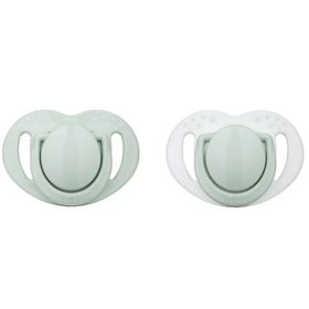 Mamajoo 0 Ay + Sterilizasyon & Saklama Kutulu Silikon Ortodontik İkili Emzik Powder Green