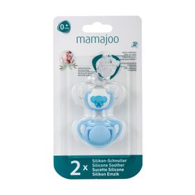 Mamajoo Ortodontik 2'li 0+ Ay Fil Mavi Silikon Emzik
