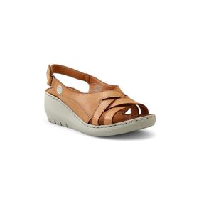 Mammamia D24YS 1385 Taba Kadın Deri Dolgu Topuklu Comfort Sandalet