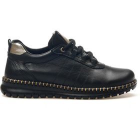 Mammamia D25YA 3275 Siyah Hakiki Deri Bağcıklı Kadın Ayakkabı