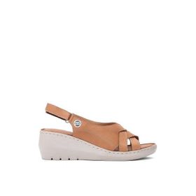 Mammamia D25YS-2510 Taba Kadın Hakiki Deri Dolgu Topuk Sandalet