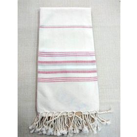 Mandaş 80x200 cm Krem Pembe Pamuklu El Dokuma Peştemal