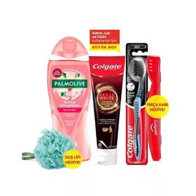 Mandaş Colgate ve Palmolive 125 ml Diş Macunu + Diş Fırçası + Saklama Kabı + 750 ml Duş Jeli + Banyo Lifi Avantaj Paket