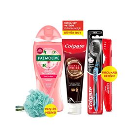 Mandaş Colgate ve Palmolive 125 ml Diş Macunu + Diş Fırçası + Saklama Kabı + 750 ml Duş Jeli + Banyo Lifi Avantaj Paket