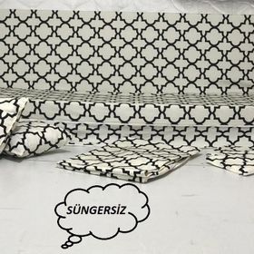 Mandaş Duck 2 Kişilik Damask Siyah Süngersiz Salıncak Minder Kılıfı Seti