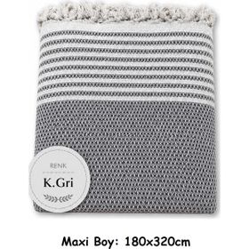 Mandaş Koyu Gri Pamuklu 180 x 310 cm Kaymaz Hasır Dokuma Kolları Örten Koltuk Örtüsü