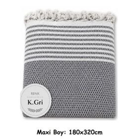 Mandaş Koyu Gri Pamuklu 180 x 310 cm Kaymaz Hasır Dokuma Kolları Örten Koltuk Örtüsü