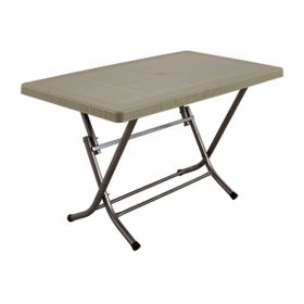 Mandella 70x120 cm Zeugma Rattan Katlanır Metal Ayak Çöl Beji Masa