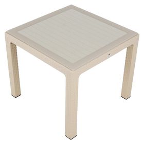 Mandella 90x90 cm Elit Rattan camlı Çöl Beji Masa