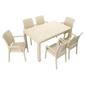 Mandella Elit Rattan 90x150 cm Elit Çöl Beji Koltuk Masa Takımı