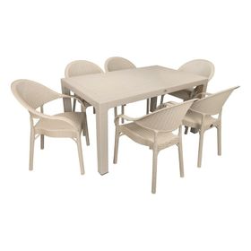 Mandella Elit Rattan 90x150 cm Eylül Çöl Beji Koltuk Masa Takımı