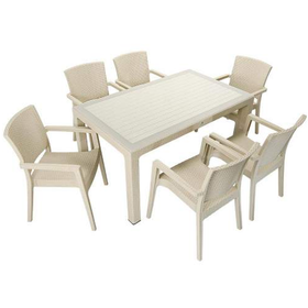 Mandella Elit Rattan 90x150 cm Zeus Koltuk Çöl Beji Camlı Masa Takımı