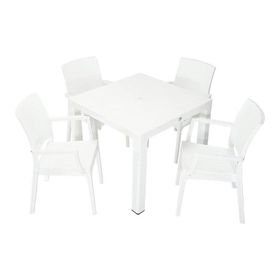 Mandella Elit Rattan 90x90 cm Elit Beyaz Koltuk Masa Takımı