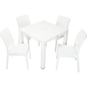Mandella Elit Rattan 90x90 cm Elit Beyaz Sandalye Masa Takımı