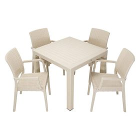 Mandella Elit Rattan 90x90 cm Elit Çöl Beji Koltuk Masa Takımı