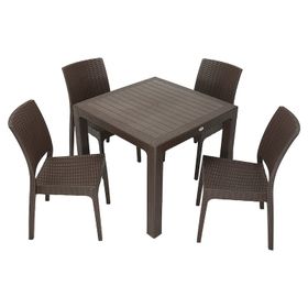 Mandella Elit Rattan 90x90 cm Elit Kahverengi Sandalye Masa Takımı