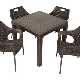 Mandella Elit Rattan 90x90 cm Star Kahverengi Koltuk Masa Takımı