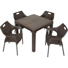 Mandella Elit Rattan 90x90 cm Star Kahverengi Koltuk Masa Takımı