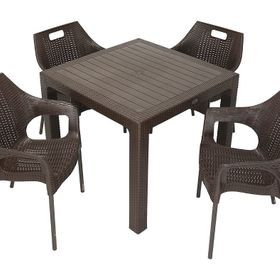 Mandella Elit Rattan 90x90 cm Star Kahverengi Koltuk Masa Takımı