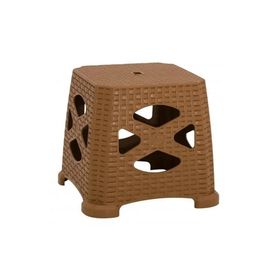 Mandella Sağlam Plastik Elit Rattan Küçük 6 Adet Teak Tabure