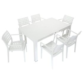 Mandella Wood 90x150 cm Cafe Beyaz Koltuk Masa Takımı