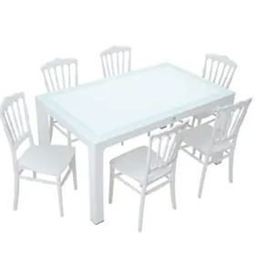 Mandella Wood 90x150 cm Silver Napolyon Camlı Sandalye Masa Takımı
