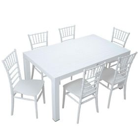 Mandella Wood 90x150 cm Silver Tifany Beyaz Sandalye Masa Takımı