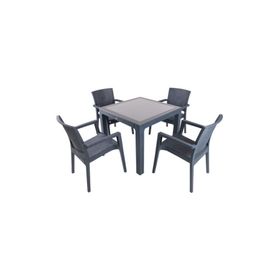 Mandella Zeus Antrasit 90x90 cm 4 Kişilik Camlı Masa Takımı