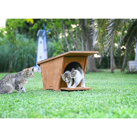 Mandu Ahşap Mini Kedi Evi