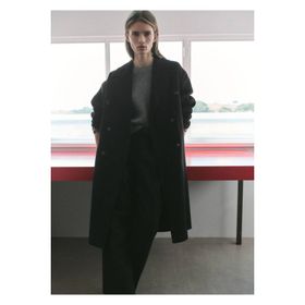 Mango 67020446 El yapımı Oversize Yün Bej Kadın Palto