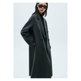 Mango 67020446 El yapımı Oversize Yün Bej Kadın Palto