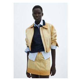 Mango Woman 57015138 Kullanılmış Efektli Bomber Kahverengi Kadın Ceket
