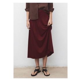Mango Woman 57016718 İri Pileli Siyah Kadın Midi Etek