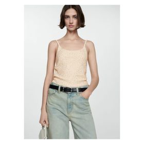 Mango Woman 57019101 Askıları Pullu Siyah Kadın Bluz