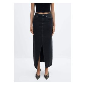 Mango Woman 57053802 Yırtmaçlı denim etek