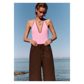 Mango Woman 67040397 Keten Karışımlı Beli Elastik Siyah Kadın Pantolon