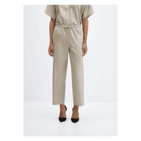 Mango Woman 67040397 Keten Karışımlı Beli Elastik Siyah Kadın Pantolon