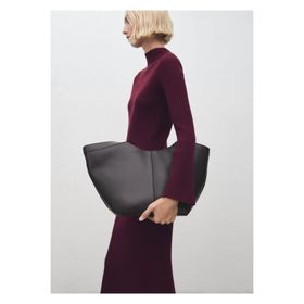 Mango Woman 67070459 Perkins Yaka Ribana Açık Gri Kadın Elbise